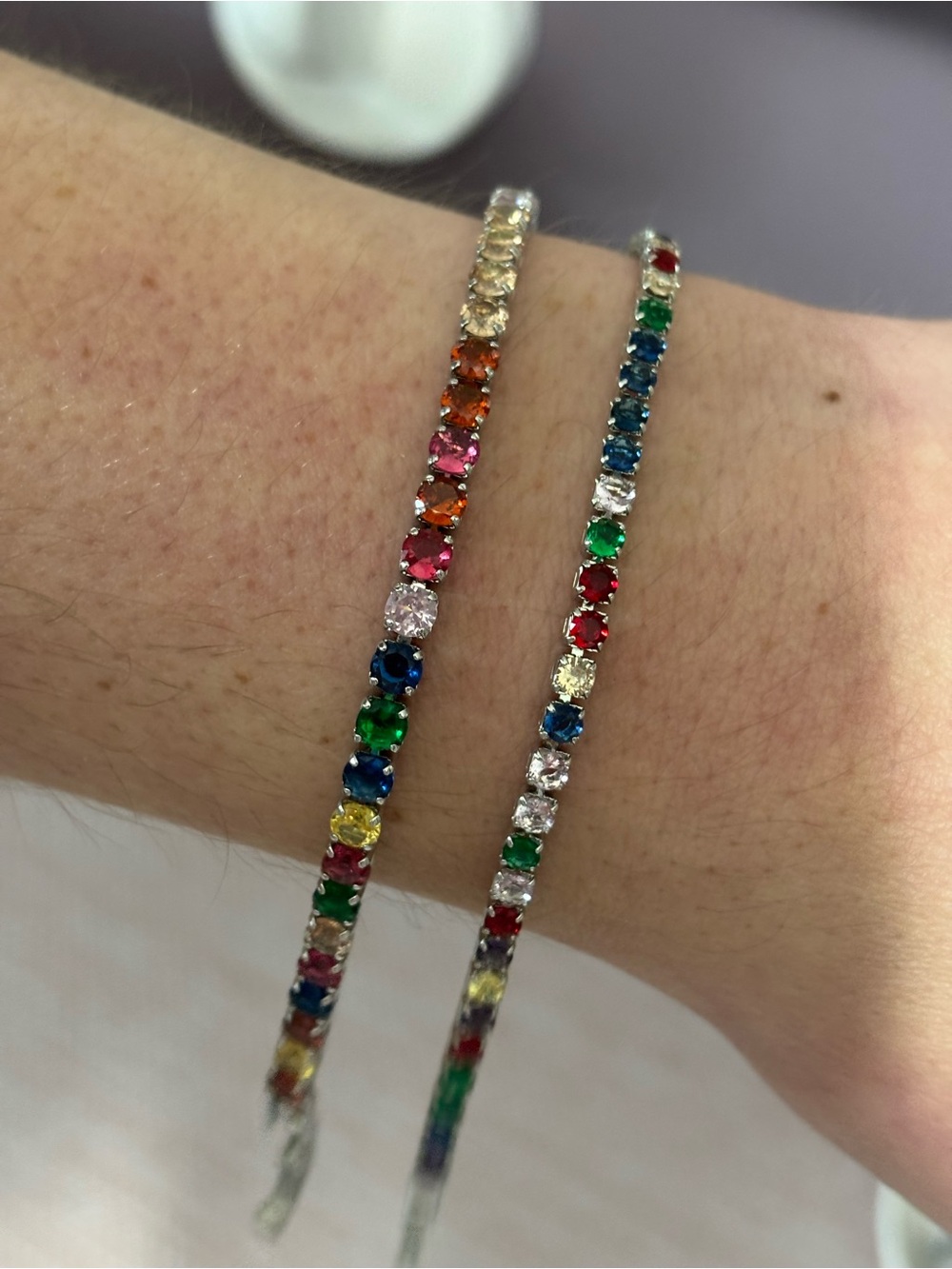Multicolor Tennis Bracelet Set for Women - Rainbow Crystal Tennis Bracelets